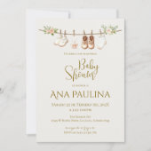 Boho floral Spanish Baby Shower Girl invitation 招待状 (正面)