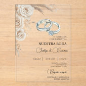 Boho Floral Spanish Wedding Invitation アクリル招待状 (正面)