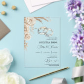 Boho Floral Spanish Wedding Invitation アクリル招待状 (インサイチュ (ウェディング))