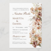 Boho Floral Spanish Wedding Invitation 招待状 (正面)