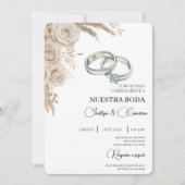 Boho Floral Spanish Wedding Invitation 招待状 (正面)