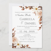 Boho Floral Spanish Wedding Invitation 招待状 (正面)