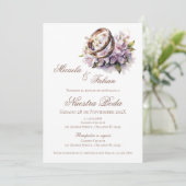 Boho Floral Spanish with ring Wedding 招待状 (スタンド正面)