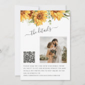 Boho floral sunflower black and white wedding 招待状 (裏面)