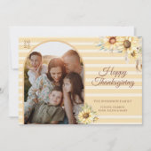 Boho Floral Sunflowers Arch Happy Thanksgiving シーズンカード (正面)