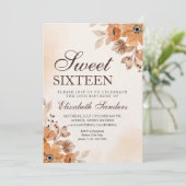 Boho Floral Sweet Sixteen Birthday  招待状 (スタンド正面)