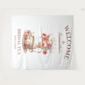 Boho Floral Terracotta Bridal Shower Tea タペストリー (正面(横))