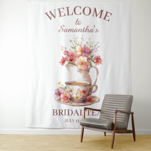 Boho Floral Terracotta Bridal Shower Tea タペストリー (インサイチュ)