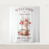 Boho Floral Terracotta Bridal Shower Tea タペストリー (正面)