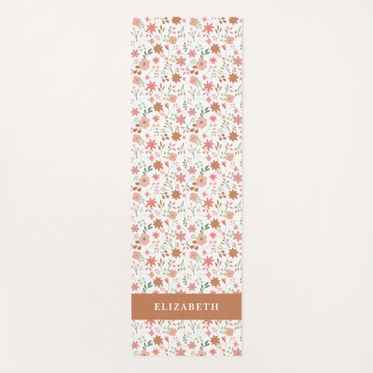 Boho Floral Terracotta Modern Personalized ヨガマット (正面)