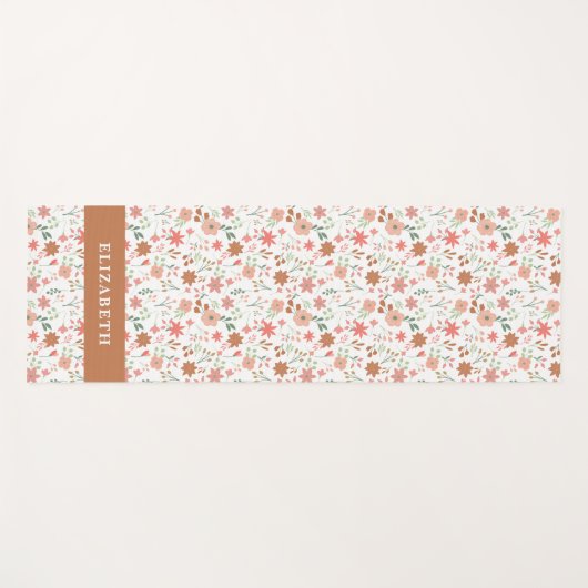 Boho Floral Terracotta Modern Personalized ヨガマット (正面(横))
