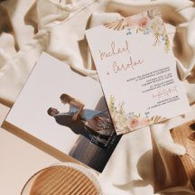 Boho Floral Terracotta Pampas Photo Script Wedding
