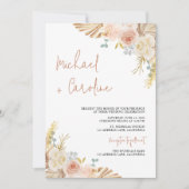 Boho Floral Terracotta Pampas Photo Script Wedding 招待状 (正面)