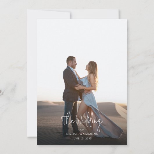 Boho Floral Terracotta Pampas Photo Script Wedding 招待状 (裏面)