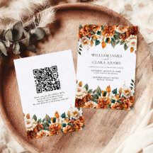 Boho Floral Terracotta Watercolor QR Code Wedding
