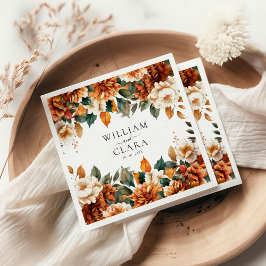 Boho Floral Terracotta Watercolor Wedding スタンダードカクテルナプキン