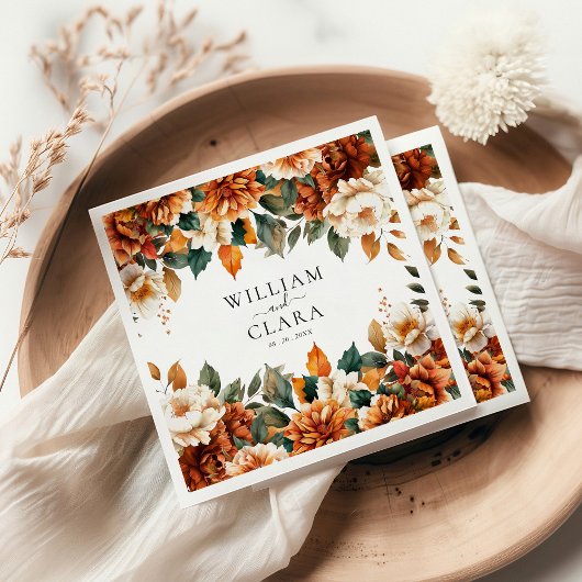 Boho Floral Terracotta Watercolor Wedding スタンダードカクテルナプキン