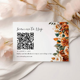 Boho Floral Terracotta Watercolor Wedding QR Code 出欠カード