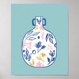 Boho Floral Vase Illustration Print – Modern Minim ポスター