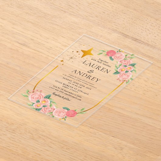 Boho Floral  Wedding  アクリル招待状 (レイダウン)