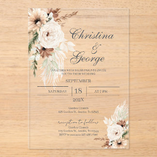 Boho Floral Wedding Acrylic Invitation アクリル招待状