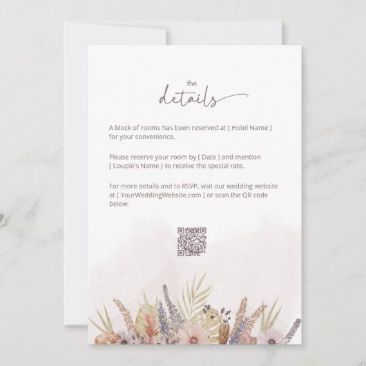Boho Floral Wedding Details Card シーズンカード (正面)