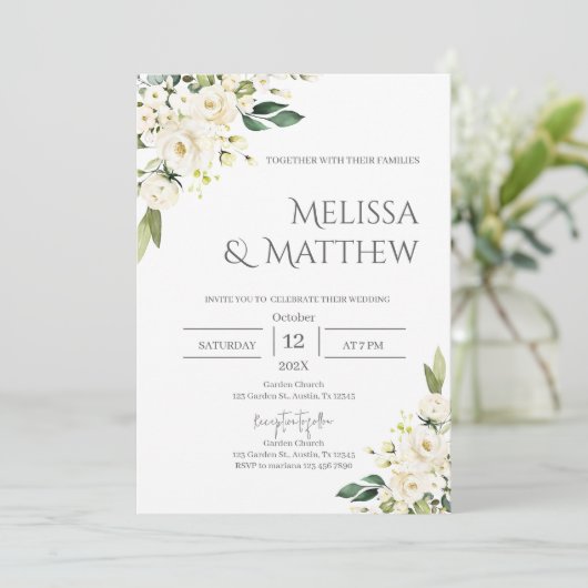 Boho Floral Wedding Invitation 招待状 (スタンド正面)