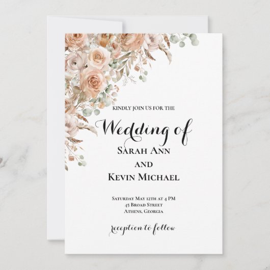 Boho Floral Wedding Invitation 招待状 (正面)