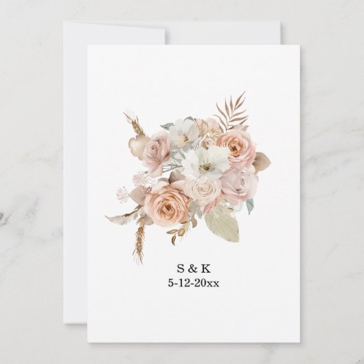 Boho Floral Wedding Invitation 招待状 (裏面)