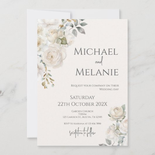 Boho Floral Wedding Invitation 招待状 (正面)