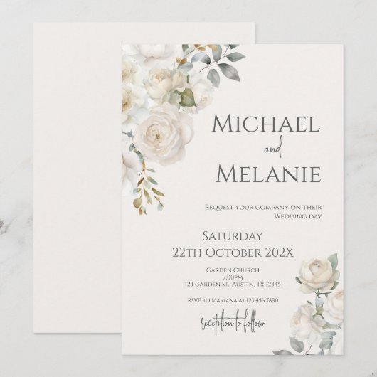 Boho Floral Wedding Invitation 招待状 (正面/裏面)