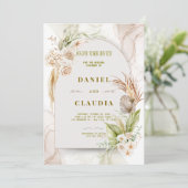 Boho Floral Wedding Invitation 招待状 (スタンド正面)