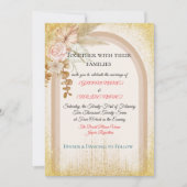 Boho Floral Wedding Invitation with Gold Sparks 招待状 (正面)