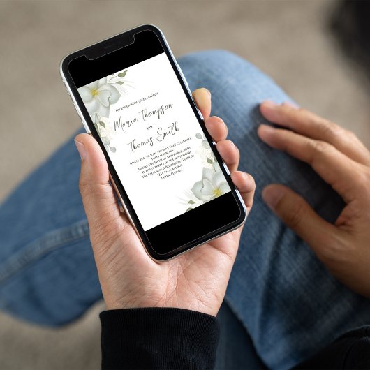 Boho Floral Wedding Magnolia Elegant 招待状