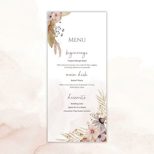 Boho Floral Wedding Menu メニュー