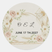 Boho Floral Wedding & Pre-Wedding ラウンドシール (正面)