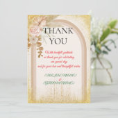 Boho Floral Wedding Thank You Card with Gold Spark サンキューカード (スタンド正面)