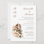 Boho floral wedding with rings  招待状 (正面)