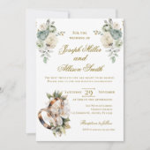 Boho floral wedding with rings 招待状 (正面)