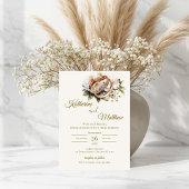 Boho floral wedding with rings  招待状