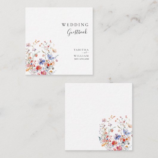 Boho Floral wildflower wedding エンクロージャーカード (正面/裏面)