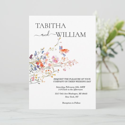 Boho Floral wildflower wedding  招待状 (スタンド正面)