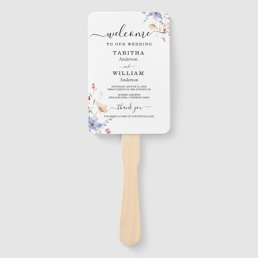 Boho Floral wildflower wedding Invitation ハンドファン (正面)