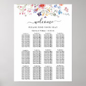 Boho Floral wildflower wedding Seating Chart ポスター (正面)