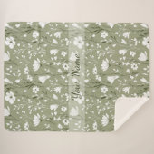 Boho Floral Wildflowers Sage Green Personalized  シェルパブランケット (正面(横))