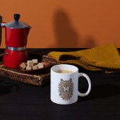 Boho Floral Wolf Psychedelic Art コーヒーマグカップ