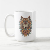 Boho Floral Wolf Psychedelic Art コーヒーマグカップ (左)