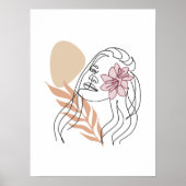 Boho Floral Woman Wall Art | Abstract Botanical Li ポスター (正面)