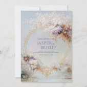 Boho Floral Wreath Gold Frame Elegant Wedding 招待状 (正面)