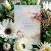 Boho Floral Wreath Gold Frame Elegant Wedding 招待状